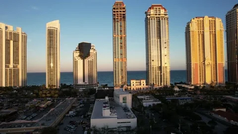 Miami at Sunset Drone Shot 库存影片 198079565