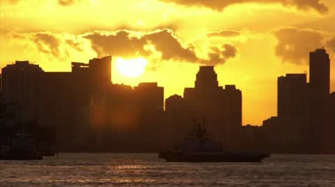 Miami Sunset HD Stock Footage 10841473