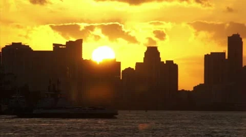 Miami Sunset HD Stock Footage 10871324