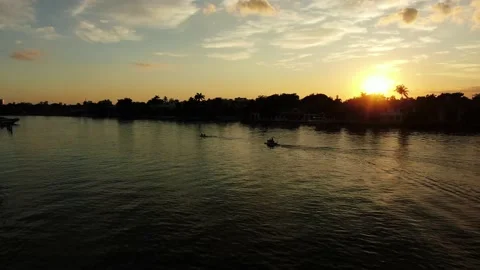 Miami Sunset Kayaks Stock Footage 138461313