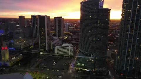 Miami sunset orange Stock Footage 241947646