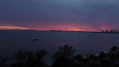 Miami Sunset over biscayne bay Stock Footage 159187155