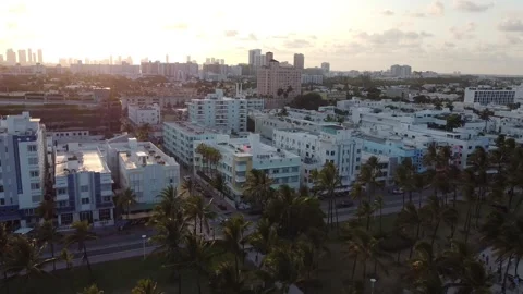 MIAMI-SUNSET-PULL FROM COLLINS AVE to BEACH Stock Footage 247461211