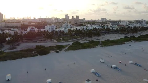 MIAMI-SUNSET-SOUTH BEACH-PULL TO WATER Stock Footage 247461225