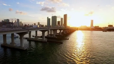 Miami Sunset Water Reflection on Biscayne Bay 60fps Stock Footage 93116209