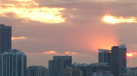 Miami Sunset Zoom Out Video stock 12384744