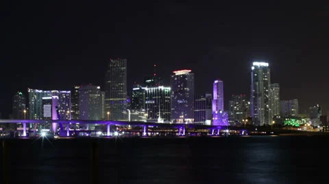 Miami Timelapse Skyline by Night Stock Footage 37124994