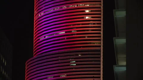 Miami Tower Close Up Colors Changing Stock Footage 158766426