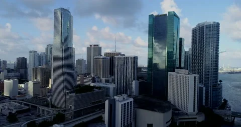 Miami tower on the Miami River Stock Footage 149230798
