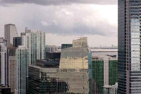 Miami Towers under Clouds Stock Photos
