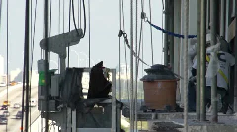 Miami Workers in Danger Stock Footage 12617189