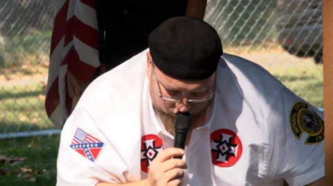 Mic check at Ku Klux Klan rally in Indiana  Stock Footage 67999324