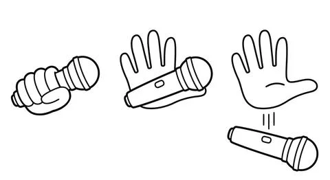Mic drop cartoon drawing Stock Illustration