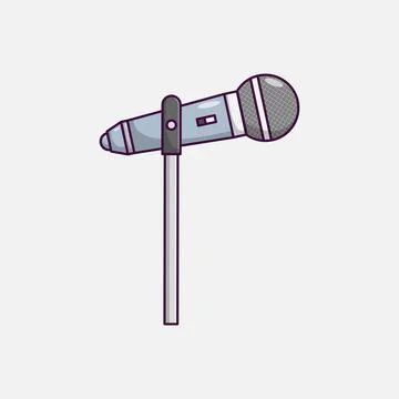 Mic Flat Vector Illustration Icon On White Background for web, landing page.. Illustrazione stock