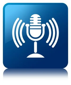 Mic icon blue square button 스톡 일러스트