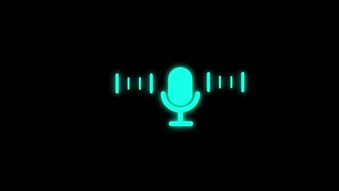 Mic icon. microphone icon with neon voice recording Stock Footage 312623420