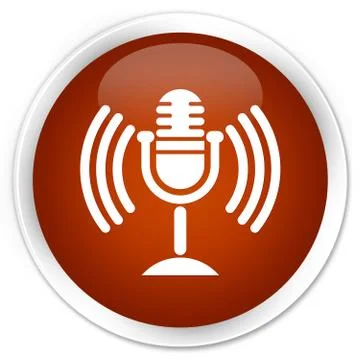 Mic icon premium brown round button Stock Illustration