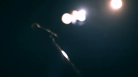 Mic in lights on stand - handheld Stock Footage 99068939