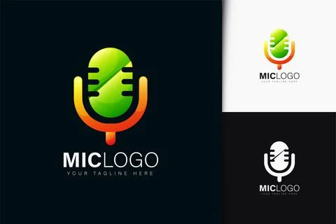 Mic logo design with gradient Stock Illustration