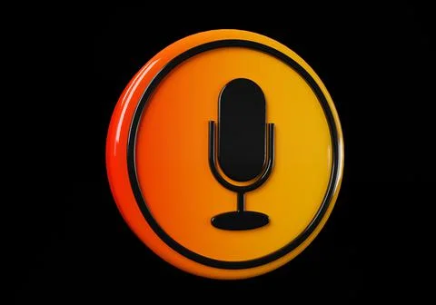 Mic media button. buttons. Shiny icon with yellow frame and with reflection.  Stock Illustration