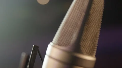 Mic - Microphone On Stage w/ Bokeh, Lasers &amp; Disco Lights in Background Stock Footage 56063791