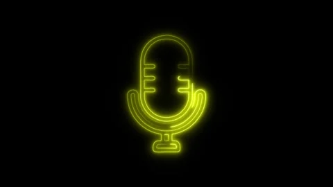 Mic Outline Icon in HD Video Neon Animation  Audio and Recording Symbol wit 스톡 동영상 304375307