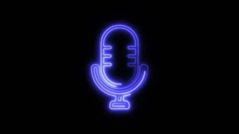 Mic Outline Icon in HD Video Neon Animation  Audio and Recording Symbol wit 库存影片 304375316
