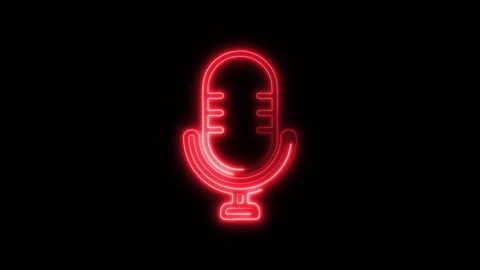 Mic Outline Icon in HD Video Neon Animation  Audio and Recording Symbol wit 動画素材 304375326