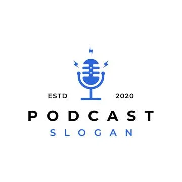 Mic podcast logo design vector Stock Illustration