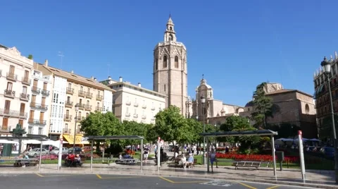 Micalet Tower in Valencia, Spain. Stock Footage 54949249