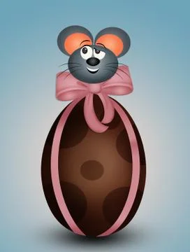 Mice on Easter chocolate egg Stock Illustration