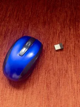 Mice, Small Blue Wireless Mouse Stock Photos