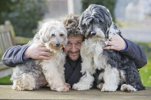 Michael Ball And His Bionic Dog Freddie The Tibetan Terrier (left) Who Had Pione Stock Photos