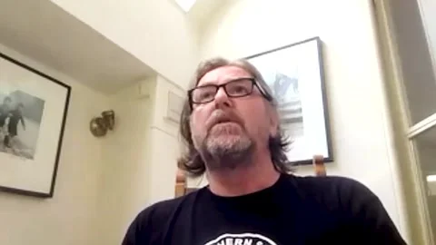 Michael Caton-Jones is being interviewed about 'Our Ladies' movie - 2021 Video stock 161187639