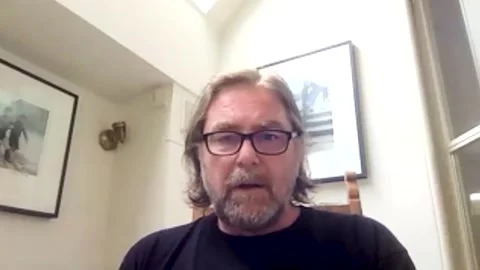 Michael Caton-Jones is being interviewed about 'Our Ladies' movie - 2021 Video stock 161187689