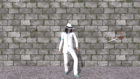 Michael Jackson Avatar Dancing against Grafitti Wall - Billie Jean Dance II Stock Footage 104113928