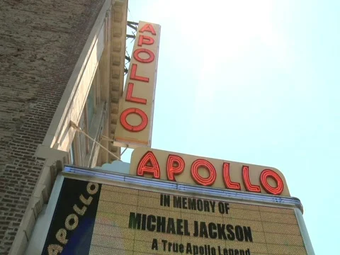 Michael Jackson Memorial-Apollo Theater Sign 1, New York City 動画素材 480950
