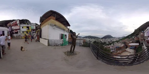 Michael Jackson Statue Santa Marta Rio de Janeiro Brazil 360 VR Stock Footage 94884679
