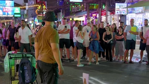 Michael Jackson street performer on Bangla Road Stock Footage 336603846
