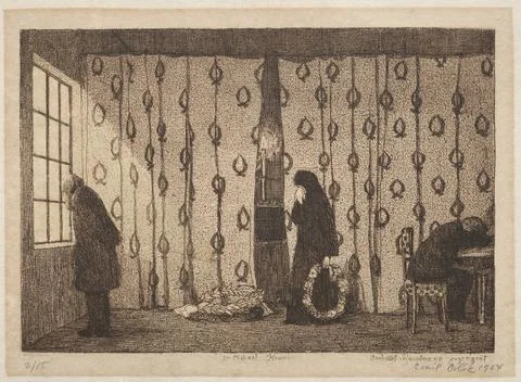 For Michael Kramer. Emil Orlik (Czech, 1870-1932). Etching; Stock Illustration