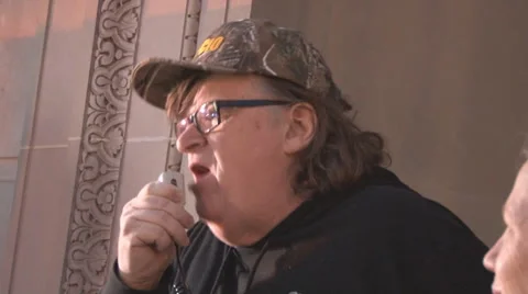 Michael Moore rallies T.P.P. protesters in Washington, D.C. Stock Footage 60058594