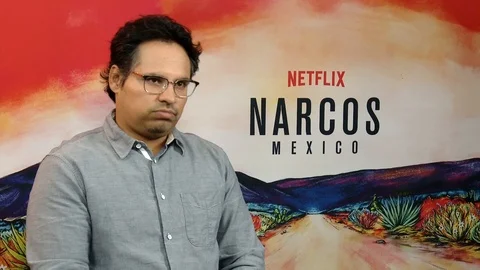 Michael Pena is interviewed for the Netflix TV series Narcos: Mexico - 2018 Stock-Footage 100171307