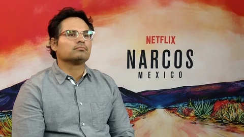 Michael Pena is interviewed for the Netflix TV series Narcos: Mexico - 2018 Stock-Footage 100171332