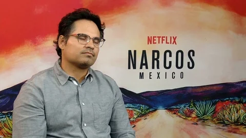 Michael Pena is interviewed for the Netflix TV series Narcos: Mexico - 2018 Stock-Footage 100171389