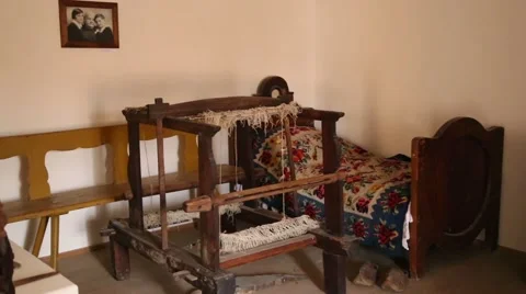 Michael Pupin's birth house, setting with loom 스톡 동영상 48869478