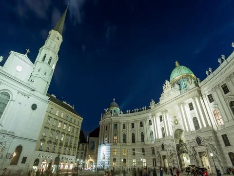 Michaela Square Vienna Timelapse at night in 4K, Vienna Austria. Stock Footage 69464757