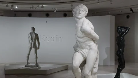 Michelangelo and Rodin: the parallel between their ways of working the human bod Stock Footage 332738375
