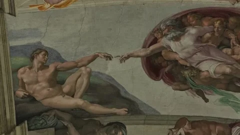 Michelangelo's Last Judgment undergoes delicate restoration after three decades  Stock Footage 329878952