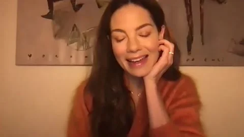 Michelle Monaghan is being interviewed for 'Every Breath You Take' - 2021 Stock Footage 157434762