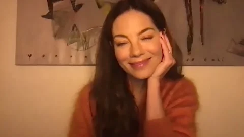 Michelle Monaghan is being interviewed for 'Every Breath You Take' - 2021 Stock Footage 157434885